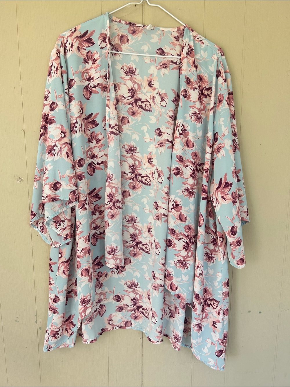 Pinkblush Blue Floral Kimono with Mauve Accents